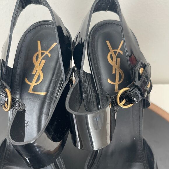 Yves Saint Laurent Heels Women 40 Black Patent Leather Platform Stiletto Italy‎ - Picture 14 of 16